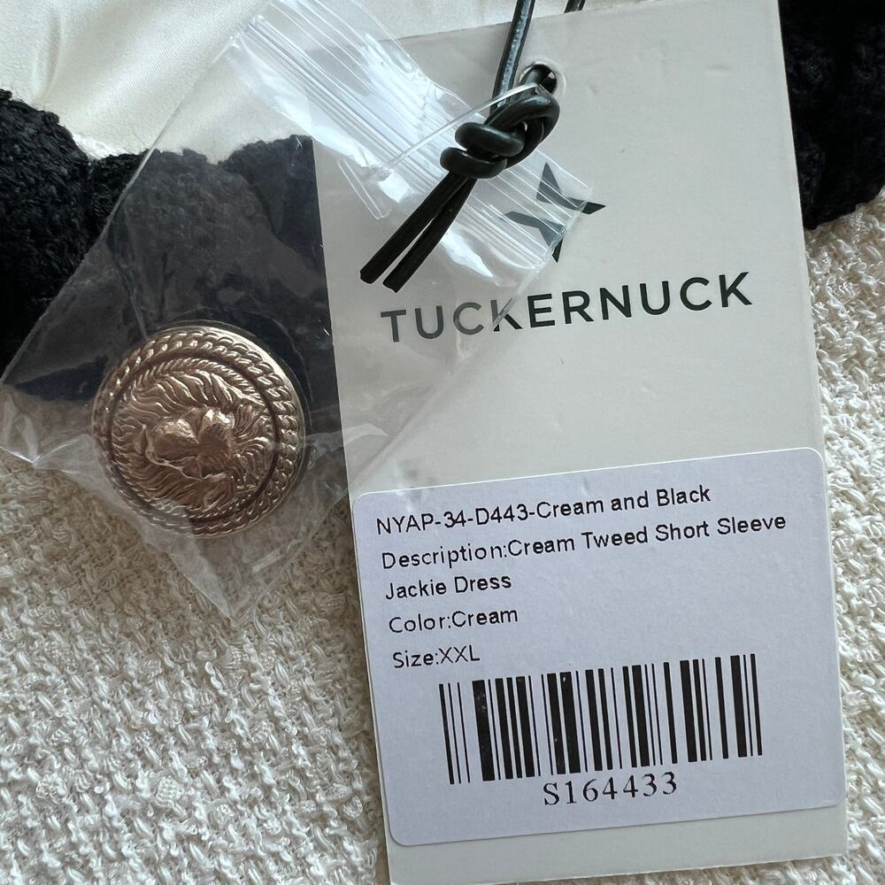 Tuckernuck Jackie Dress Womens XXL Cream Tweed Short Sleeve - Picture 4 of 16